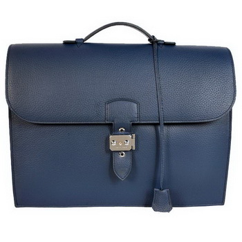 Hermes Sac Depeche 38cm Briefcase Clemence Dark Blue