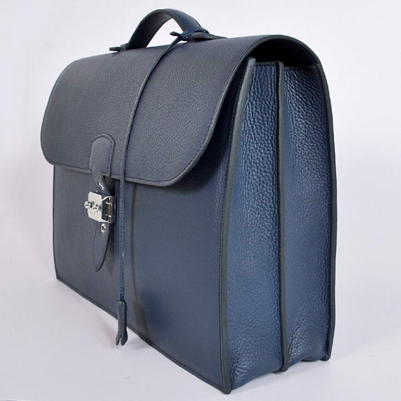 Hermes Sac Depeche 38cm Briefcase Clemence Dark Blue