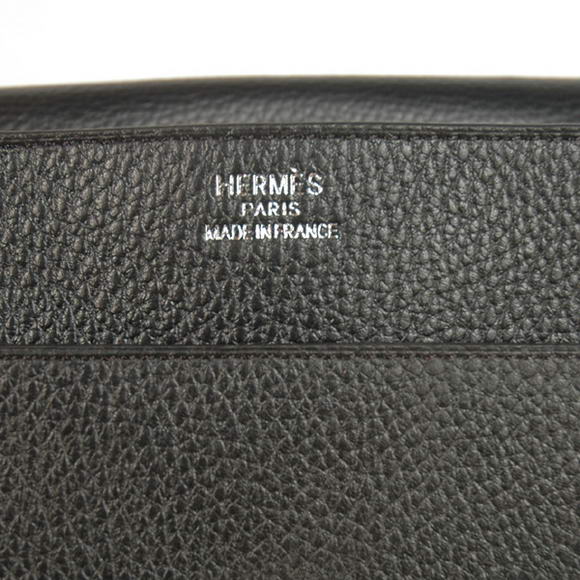 Hermes Steve 35CM Messenger Bag Clemence Leather Black