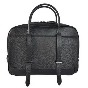 Hermes Steve 38CM Travel Bag Clemence Leather Black