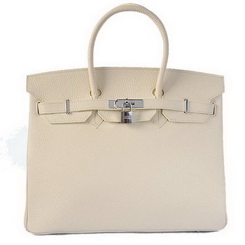 Hermes Birkin 35CM Tote Bags Togo Leather Beige Silver