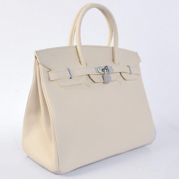 Hermes Birkin 35CM Tote Bags Togo Leather Beige Silver