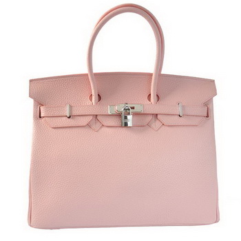 Hermes Birkin 35CM Tote Bags Togo Leather Pink Silver