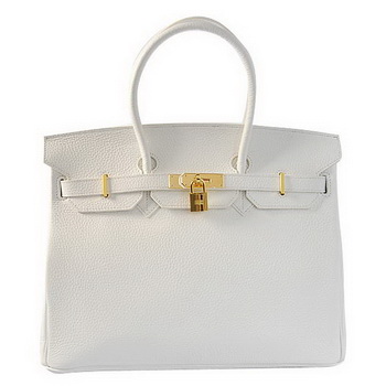 Hermes Birkin 35CM Tote Bags Togo Leather White Golden