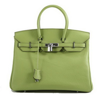 Hermes Birkin 35CM Togo Leather Handbag 6089 Green Silver