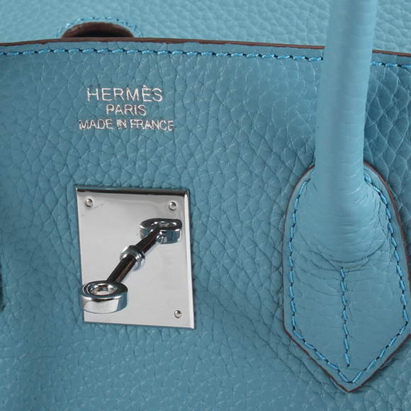 Hermes Birkin 35CM Togo Leather Handbag 6089 Light Blue Silver