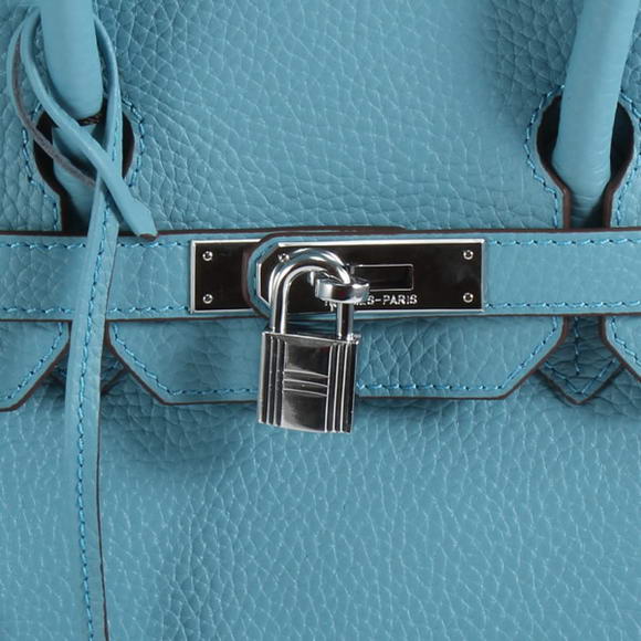 Hermes Birkin 35CM Togo Leather Handbag 6089 Light Blue Silver