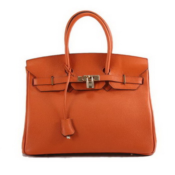 Hermes Birkin 35CM Togo Leather Handbag 6089 Orange Golden