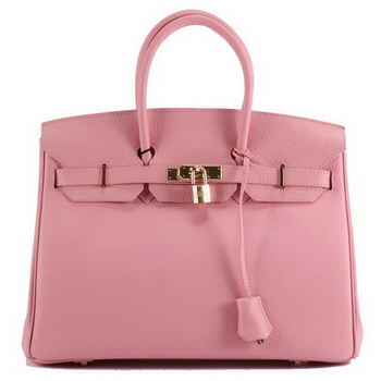 Hermes Birkin 35CM Togo Leather Handbag 6089 Pink Golden