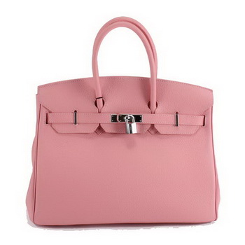 Hermes Birkin 35CM Togo Leather Handbag 6089 Pink Silver