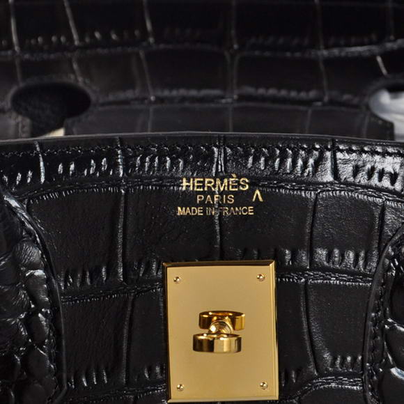 Hermes Birkin 35CM Tote Bags Crocodile Togo Leather Black Golden