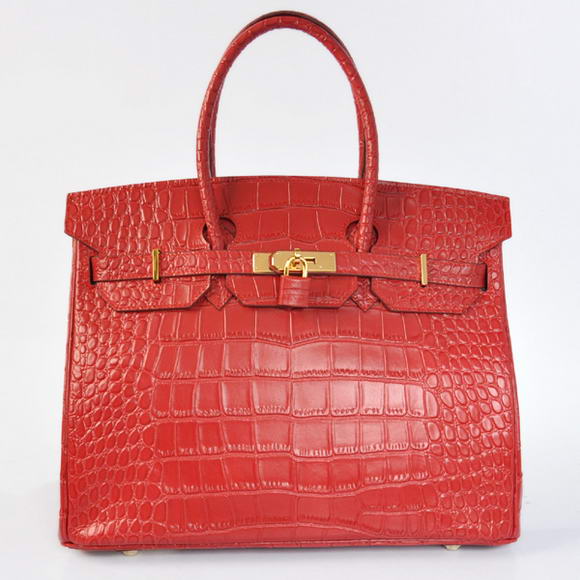 Hermes Birkin 35CM Tote Bags Crocodile Togo Leather Red Golden