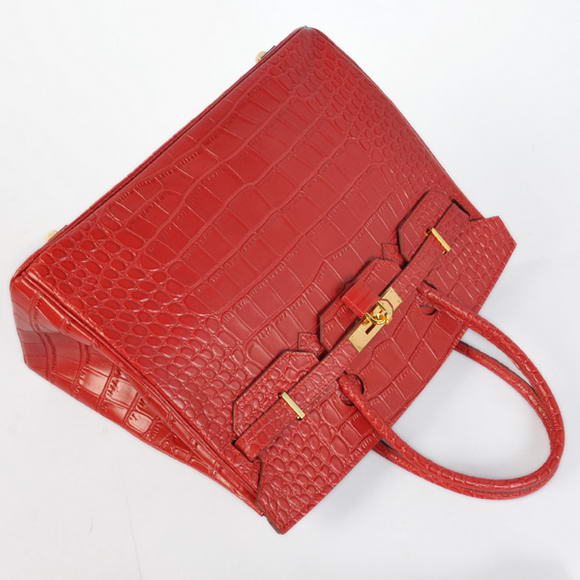 Hermes Birkin 35CM Tote Bags Crocodile Togo Leather Red Golden