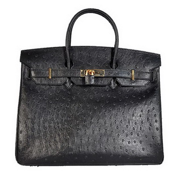 Hermes Birkin 35CM Tote Bags Ostrich Togo Leather Black Golden