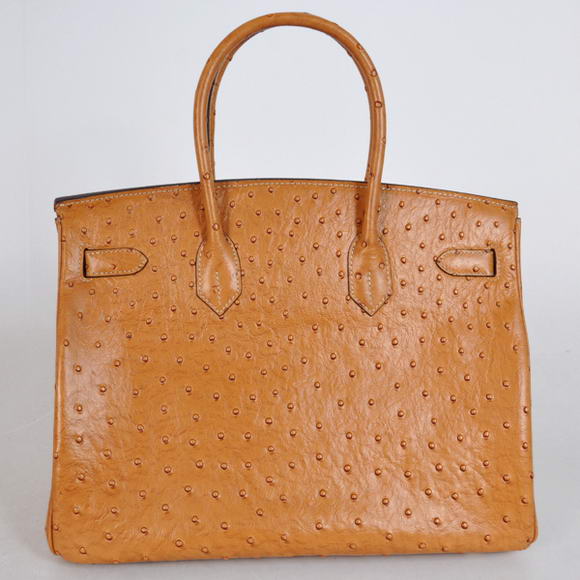 Hermes Birkin 35CM Tote Bags Ostrich Togo Leather Ocher Silver