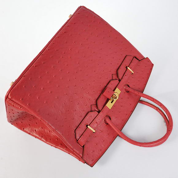 Hermes Birkin 35CM Tote Bags Ostrich Togo Leather Red Golden