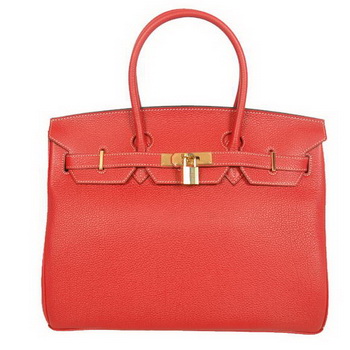 Hermes Birkin 35CM Tote Bags Smooth Togo Leather Red Golden