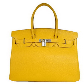 Hermes Birkin 35CM Tote Bags Smooth Togo Leather Yellow Silver