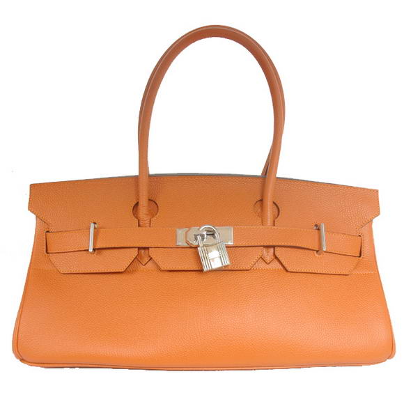 Hermes Birkin 42cm JPG Birkin Togo Leather Orange Bag Silver Hardware