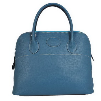 Hermes Bolide 37CM Tote Bags Clemence H1037 Blue