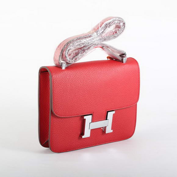 Hermes Constance Bag Red Togo Leather 1622S Silver hardware