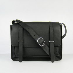 Hermes Jypsiere Togo Leather Messenger Bag H2810 Black