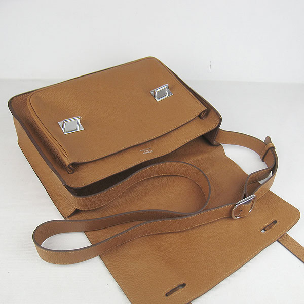 Hermes Jypsiere Togo Leather Messenger Bag H2810 Light Coffee