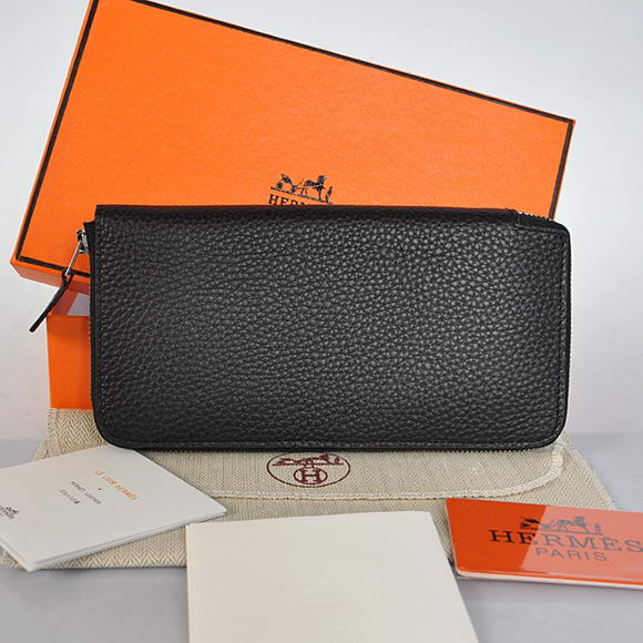 Hermes Evelyn Long Wallet Zip Purse A808 Black