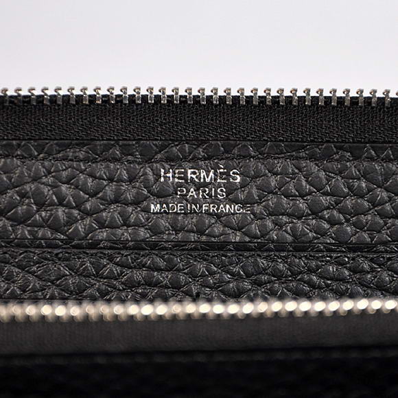 Hermes Evelyn Long Wallet Zip Purse A808 Black