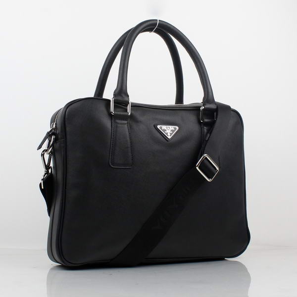 Prada BL0791 Saffiano Calf Leather Top Handle Bag Black