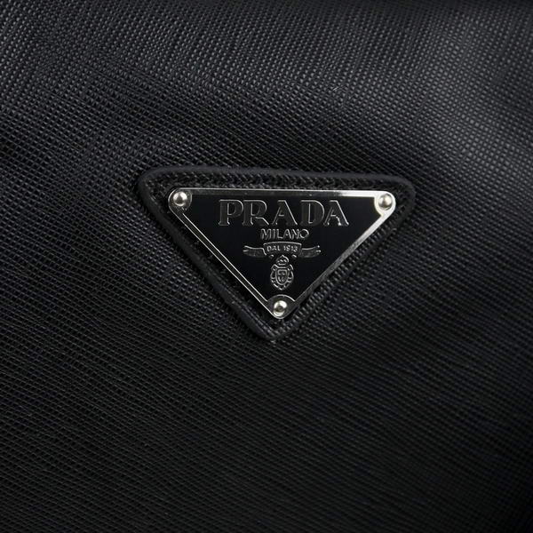 Prada BL0791 Saffiano Calf Leather Top Handle Bag Black