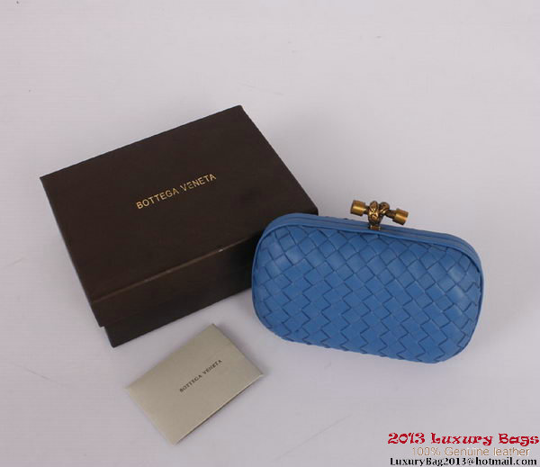 Bottega Veneta Intrecciato Silk Stretch Knot Clutches BV8615 Blue