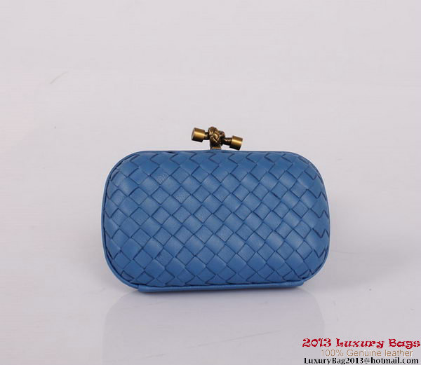 Bottega Veneta Intrecciato Silk Stretch Knot Clutches BV8615 Blue