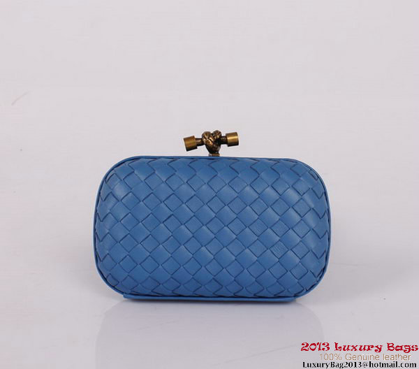 Bottega Veneta Intrecciato Silk Stretch Knot Clutches BV8615 Blue