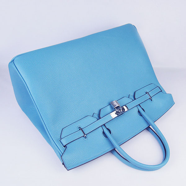 Hermes Birkin 40CM Togo Bag Light Blue 6099 Silver