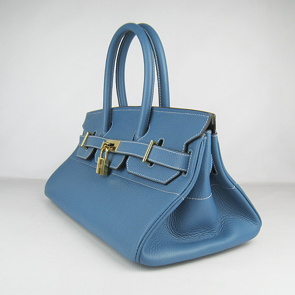 Hermes Birkin 6109 Togo Leather Bag Blue 42cm Gold