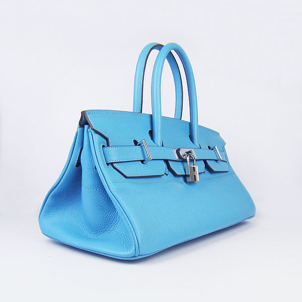 Hermes Birkin 6109 Togo Leather Bag light Blue 42cm Silver