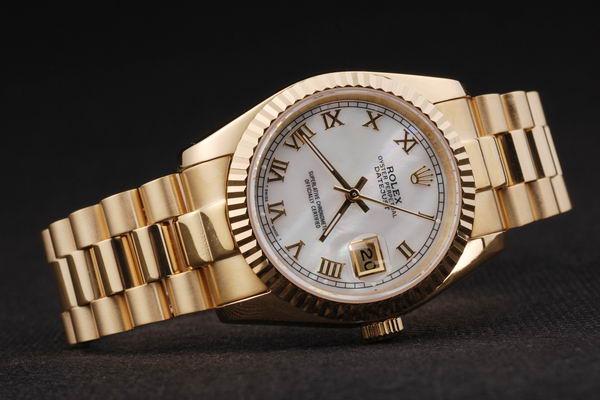 Rolex Datejust Golden White Cutwork Men Watch-RD2402