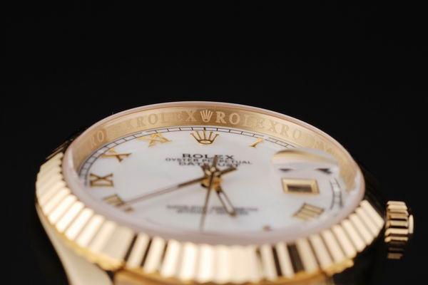 Rolex Datejust Golden White Cutwork Men Watch-RD2402