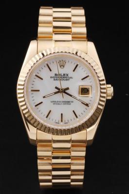 Rolex Datejust Golden White Cutwork Stainless Steel Watch-RD2400