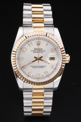 Rolex Datejust Golden White Stainless Steel Watch-RD2407