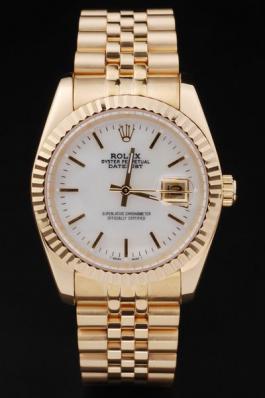 Rolex Datejust Mechanism Golden Bezel White Surface Watch-RD2376