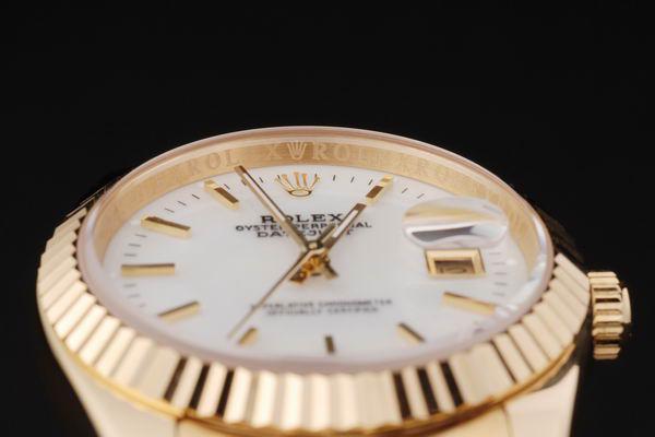 Rolex Datejust Mechanism Golden Bezel White Surface Watch-RD2376