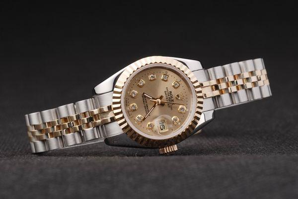 Rolex Datejust Mechanism Golden Surface Cutwork Women Watch-RD24