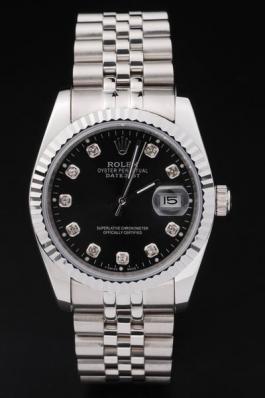 Rolex Datejust Swiss Mechanism Silver&Black Watch-RD2379