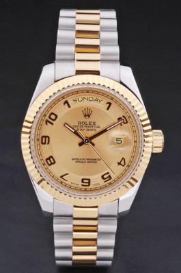 Rolex Day-Date 33mm Golden Surface Cutwork Watch-RD2882