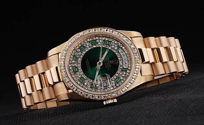 Rolex Day-Date Diamond Cutwork Green 37mm Men Watch-RD3842