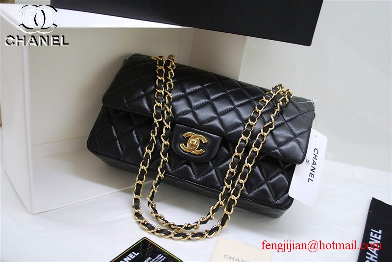 Chanel 2.55 Double Flap Gold Hardware A1112 Black