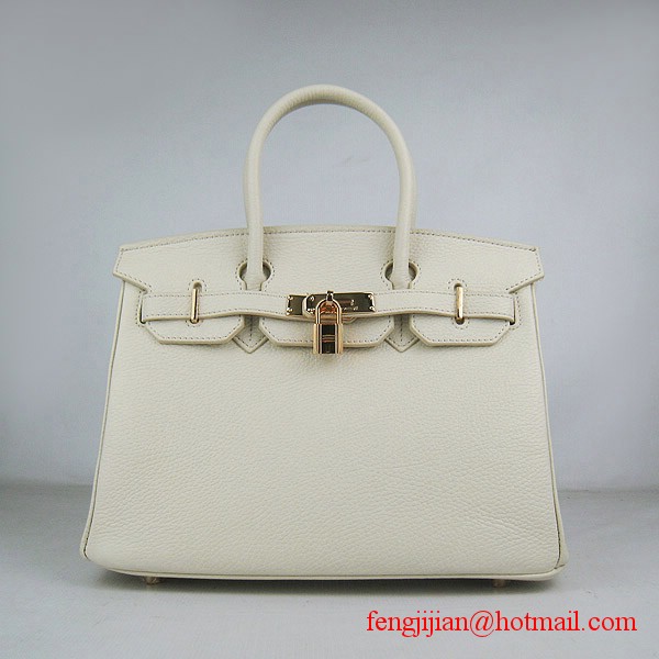 Hermes Birkin 30cm Togo Leather Bag Cream 6088