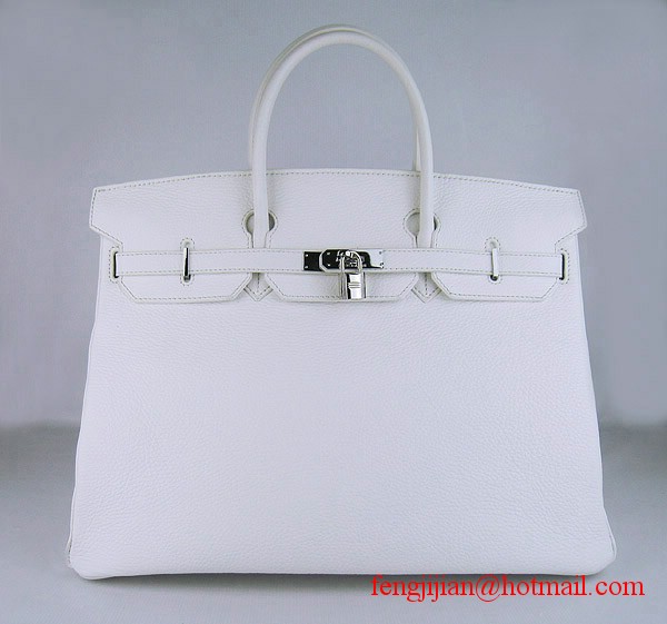 Hermes Birkin 40cm Togo Bag 6099 Light White silver padlock